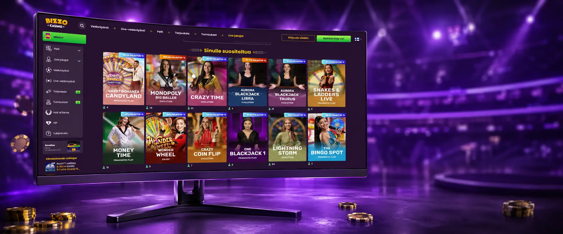 Live-pelien aloittaminen Bizzo Casinolla